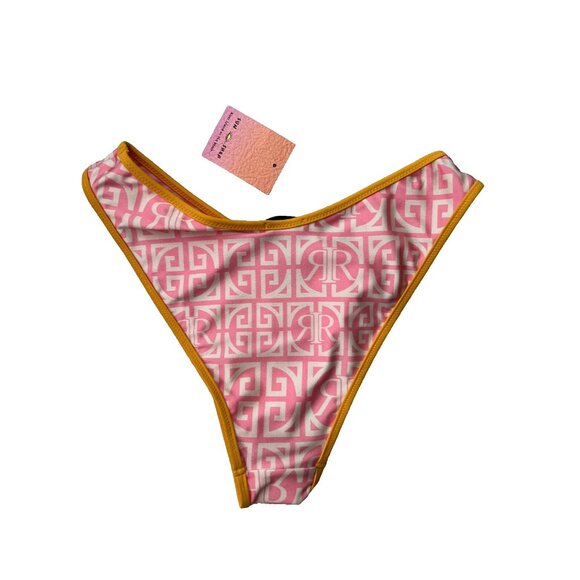 River Island Monogram Print Bikini Swim Bottom in Light Pink ( US 6 ) - Picture 2 of 4